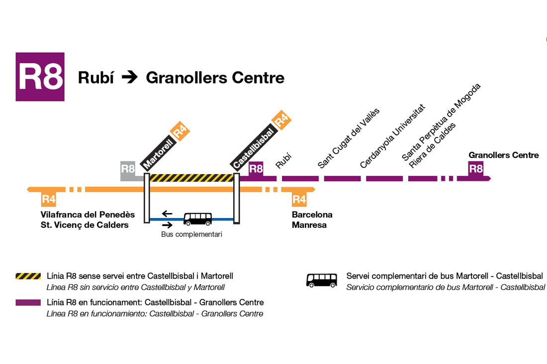 La línia R8 de Rodalies recupera el servei ferroviari entre Rubí i Castellbisbal